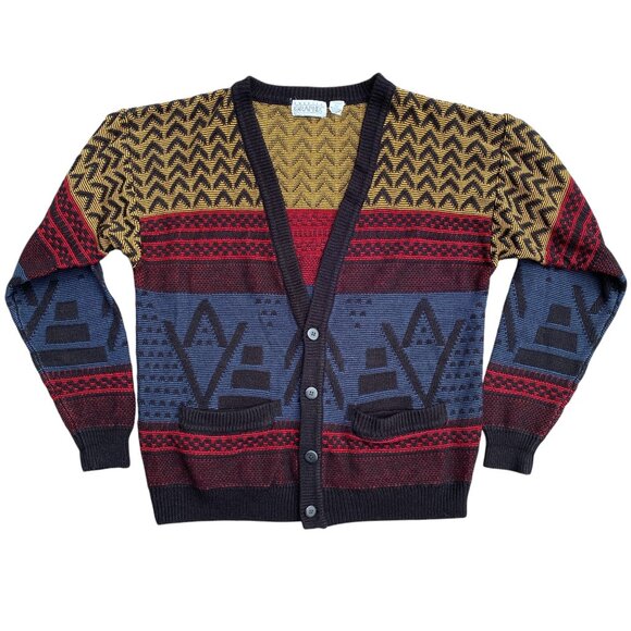 Vintage Sweater Graphix Cardigan Kurt Cobain Grandpa Aztec Grunge Western-L - Picture 1 of 14